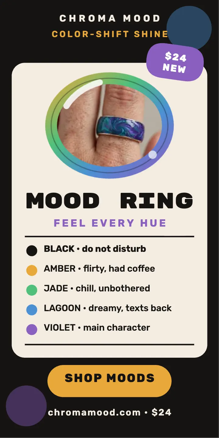 Chroma Mood ring chart half page ad template