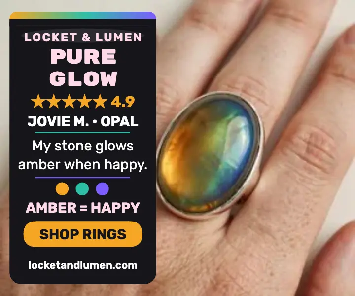 Locket and Lumen mood ring review ad: birthstone ring review ad template