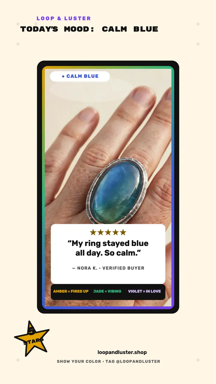 Loop and Luster mood ring review story template