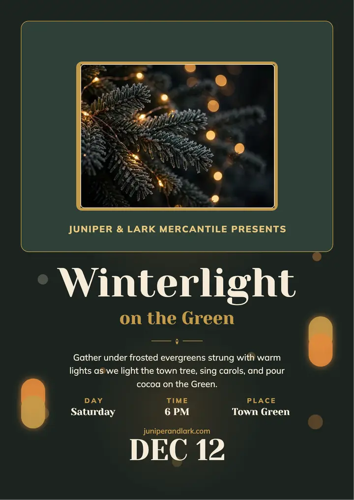 Winterlight tree lighting night flyer: tree lighting flyer template