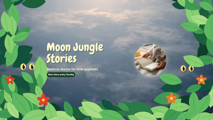 Moon Jungle Stories YouTube banner, naive jungle template