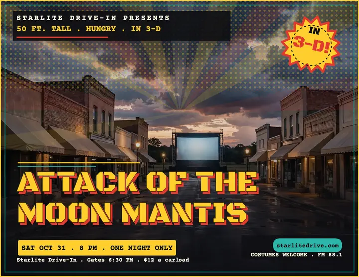 Moon Mantis Halloween drive-in poster template