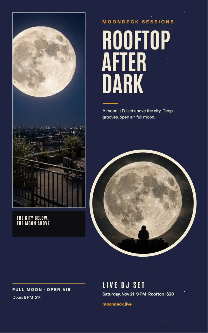 Moondeck moonlit rooftop gig cover template