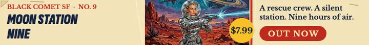 Moon Station Nine pulp book leaderboard ad template