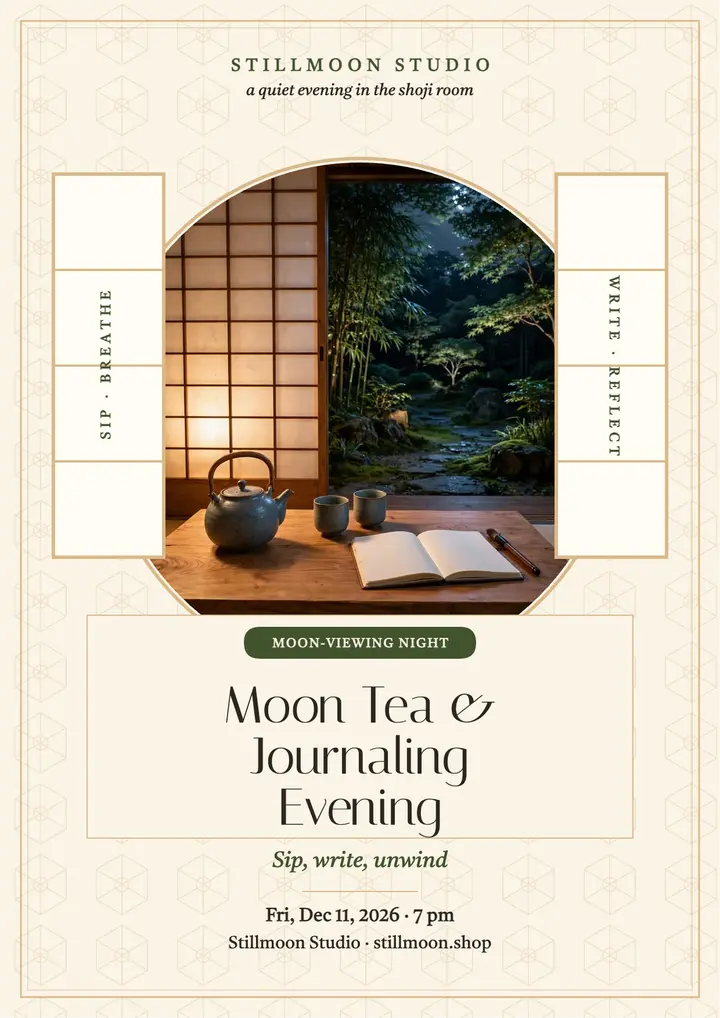 Stillmoon moon tea journaling flyer: tea and journaling flyer template