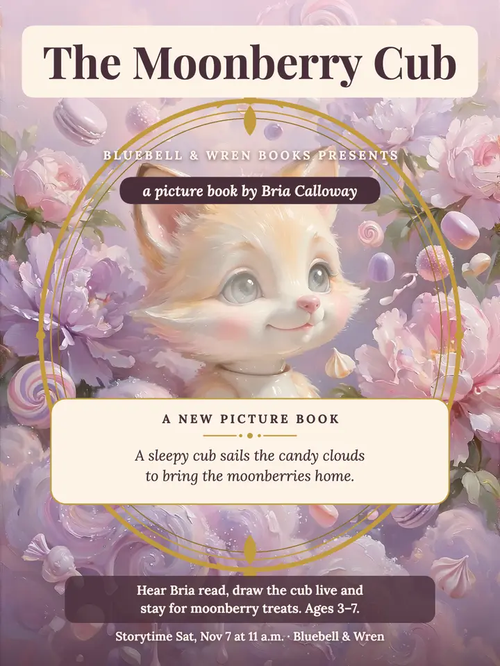 Moonberry Cub fox poster, bookstore template