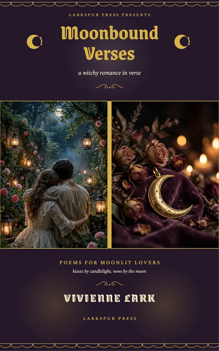 Moonbound Verses witchy poetry cover template