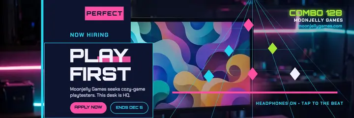 Moonjelly playtester call header: playtester hiring header template