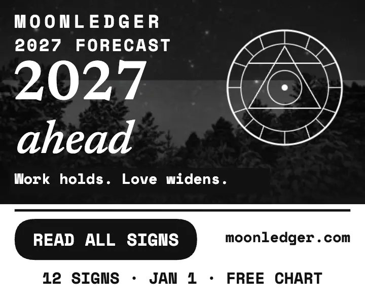 Moonledger 2027 forecast monochrome ad template