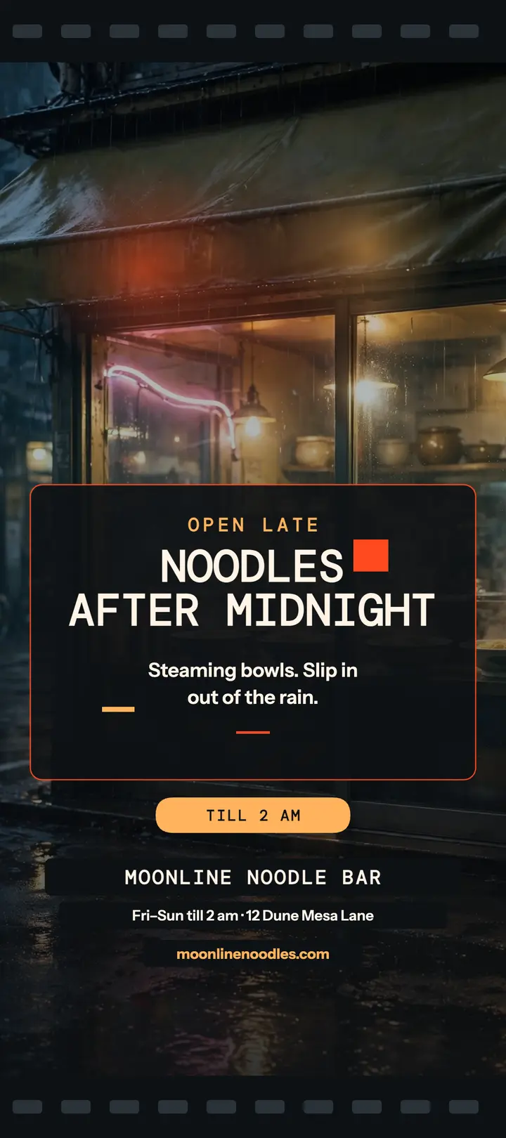 Moonline late noodles rack card template