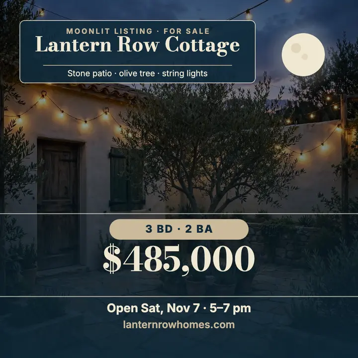 Lantern Row moonlit cottage listing template
