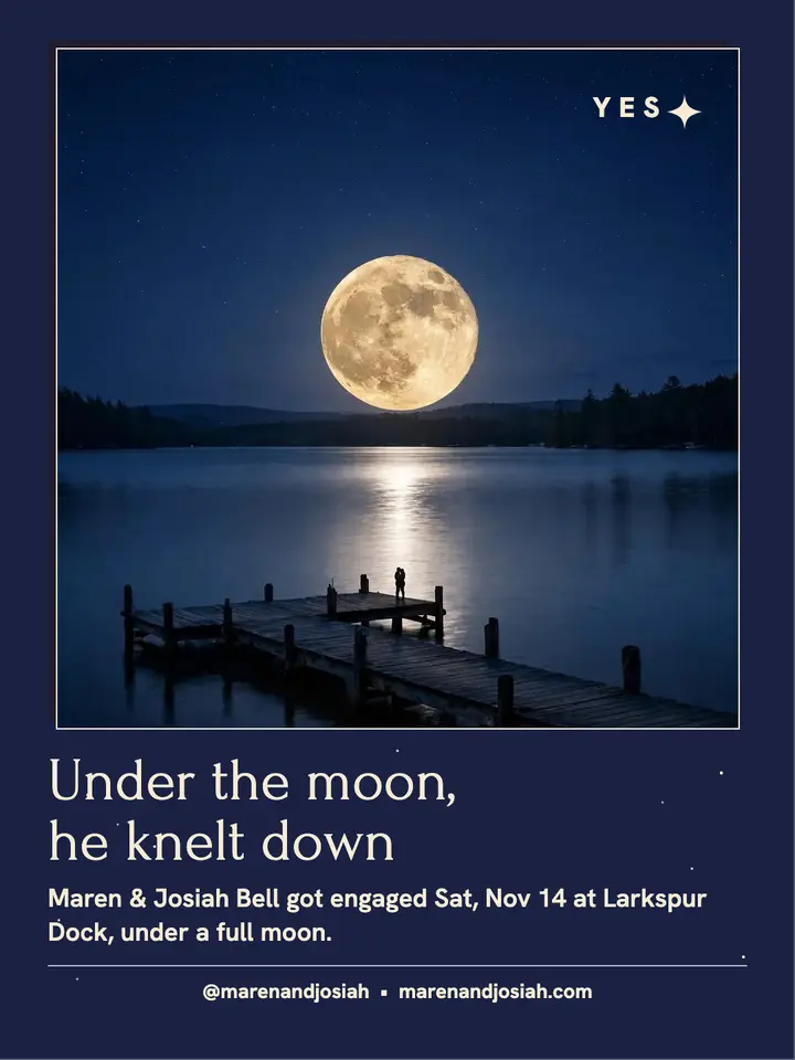 Moonlit dock engagement portrait template