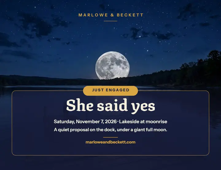 Marlowe and Beckett moonlit dock proposal template