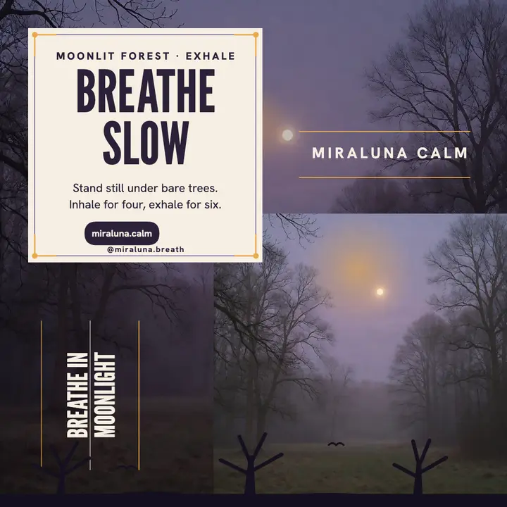 Miraluna moonlit forest breath post: wellness affirmation post template