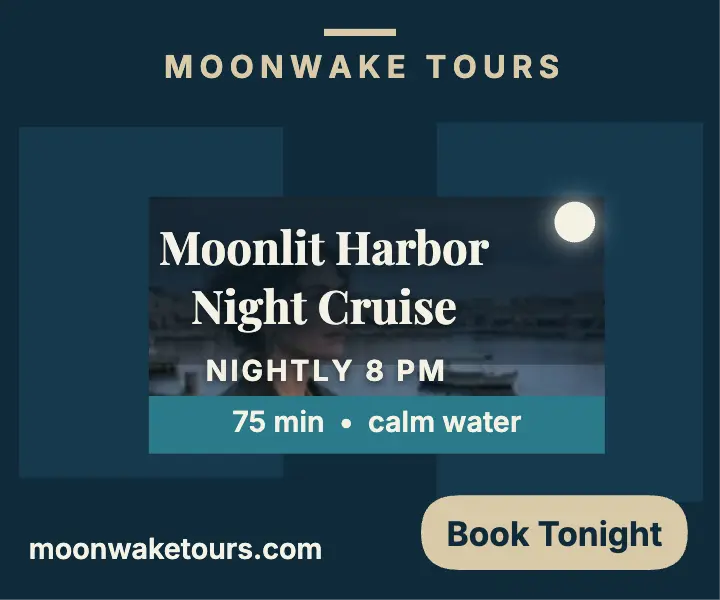 Moonwake moonlit harbor tour ad template