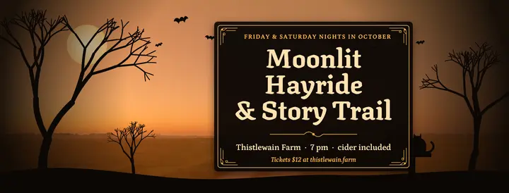 Thistlewain Farm moonlit hayride cut-film cover template