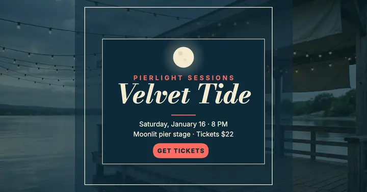 Velvet Tide moonlit pier gig post template