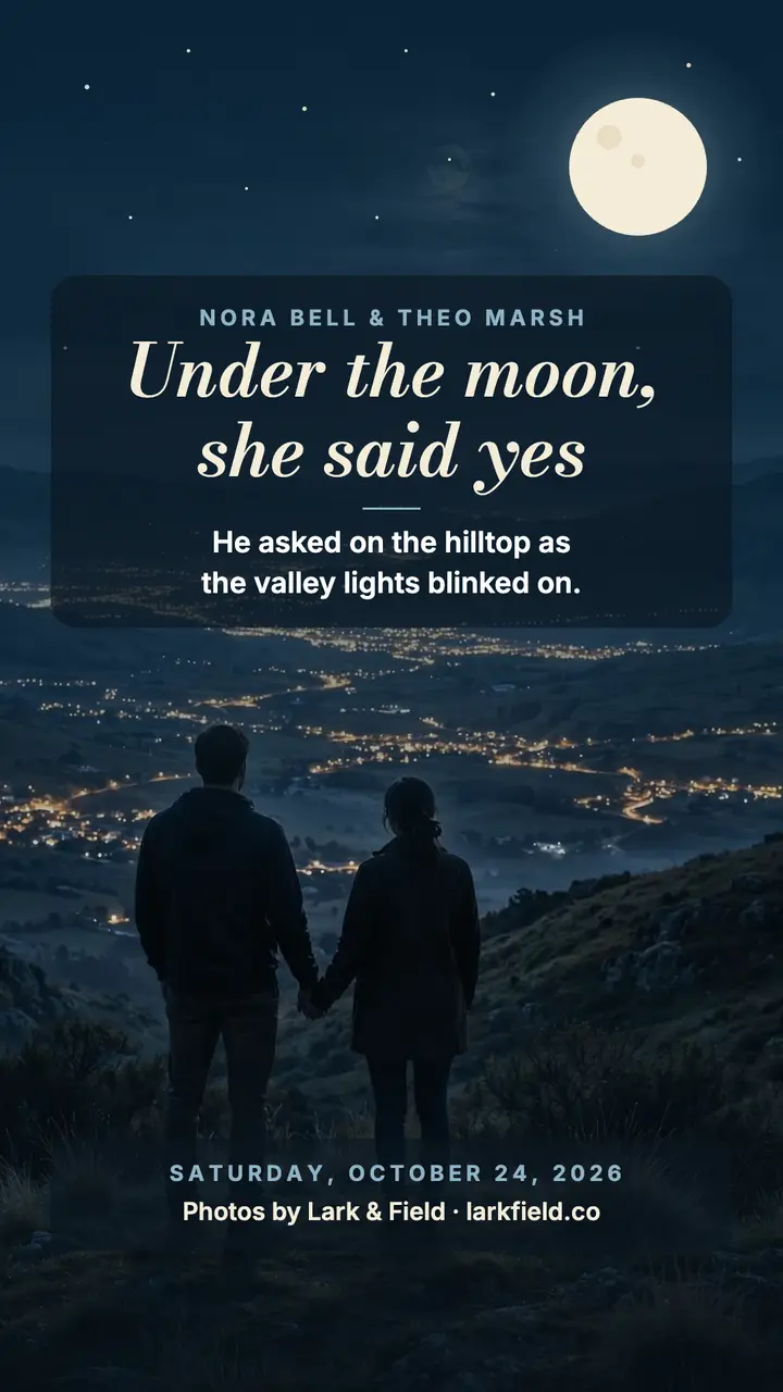 Moonlit hilltop proposal story template