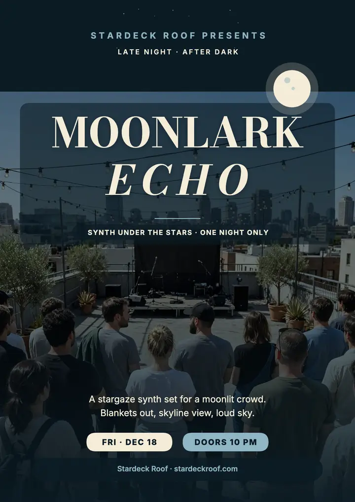 Moonlark Echo rooftop night flyer template
