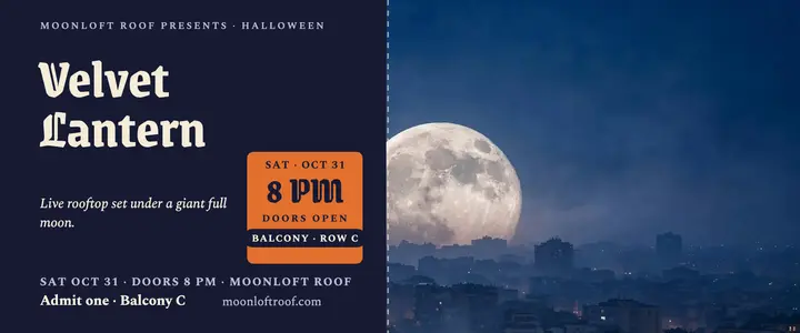 Velvet Lantern moonlit rooftop ticket template