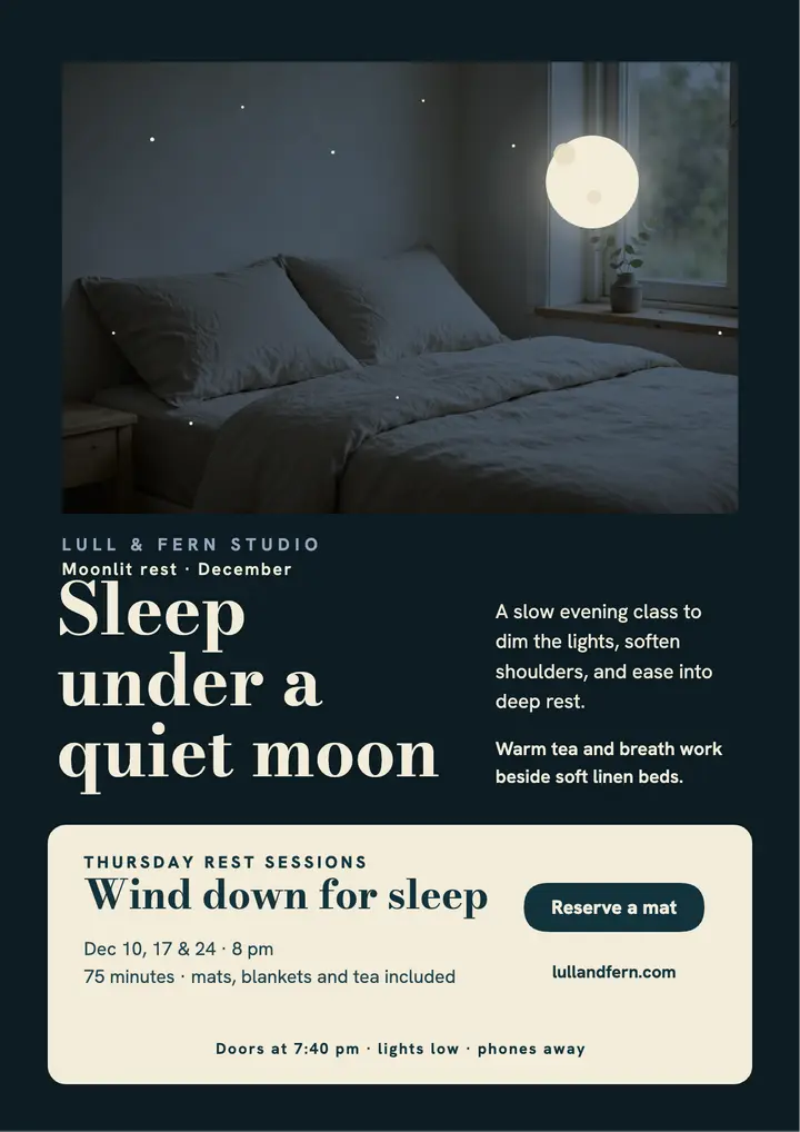 Moonlit sleep wind-down class flyer template