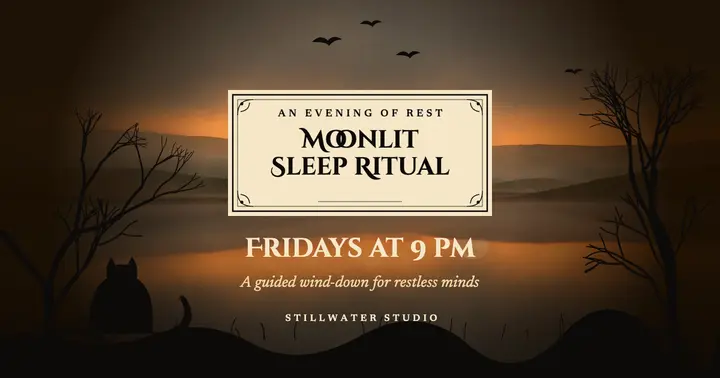 Moonlit sleep ritual wind-down facebook post: sleep ritual wellness event post template