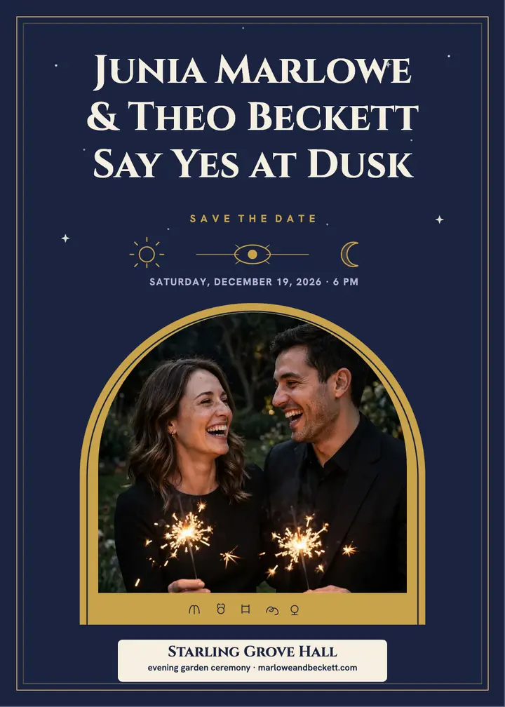 Starlit garden wedding invitation: wedding invitation template