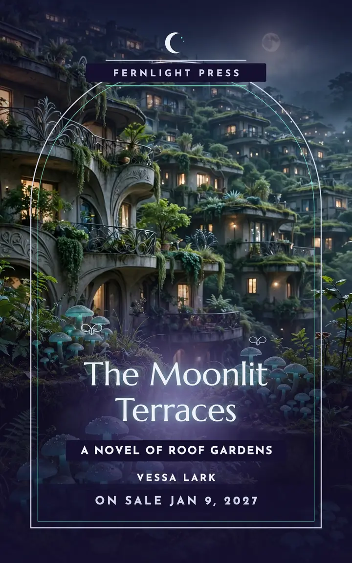 The Moonlit Terraces lunarpunk ebook cover template