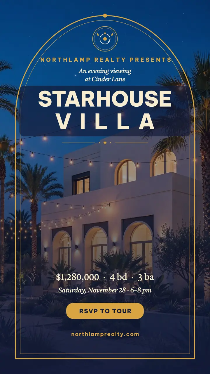 Starhouse Villa moonlit open house story template