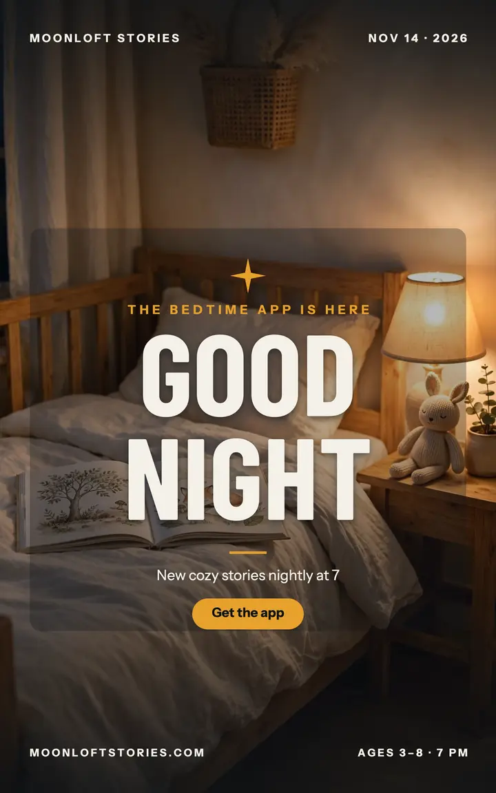 Moonloft bedtime app launch cover: bedtime app launch template
