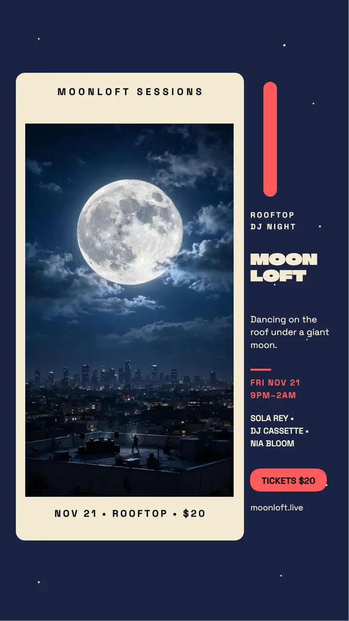 Moonloft Sessions rooftop moon story template