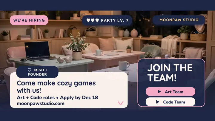 Moonpaw Studio cozy hiring thumbnail template