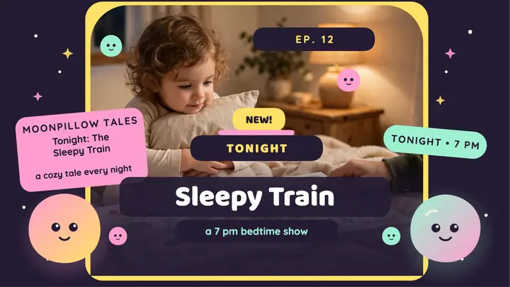 Moonpillow Tales sleepy train thumbnail template