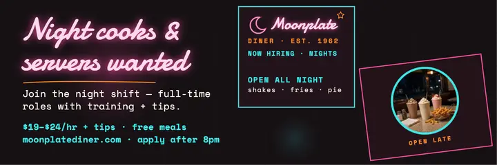 Moonplate Diner night crew hiring header template
