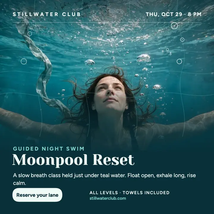Moonpool Reset night swim post: night swim breath class post template