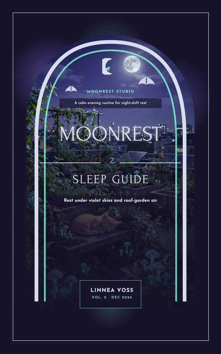 Moonrest Sleep Guide ebook cover, roof garden template