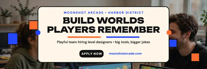 Moonshot Arcade hiring level designers header template