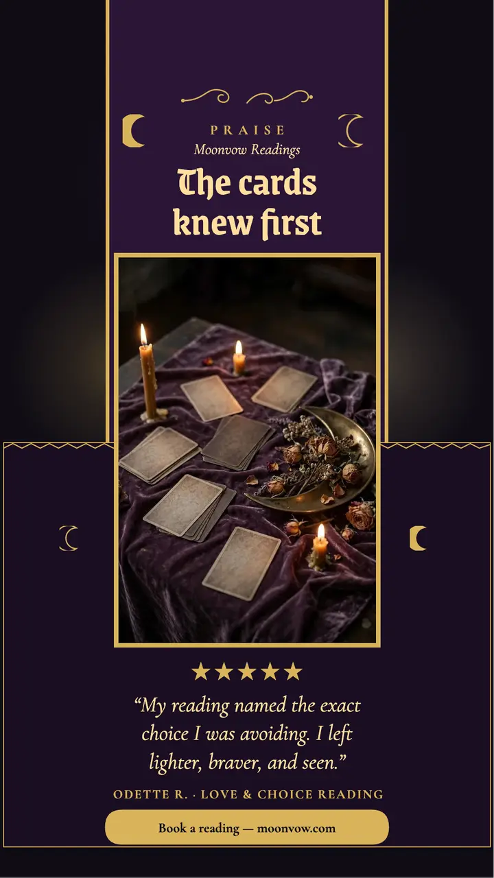 Moonvow tarot review story: tarot testimonial story template