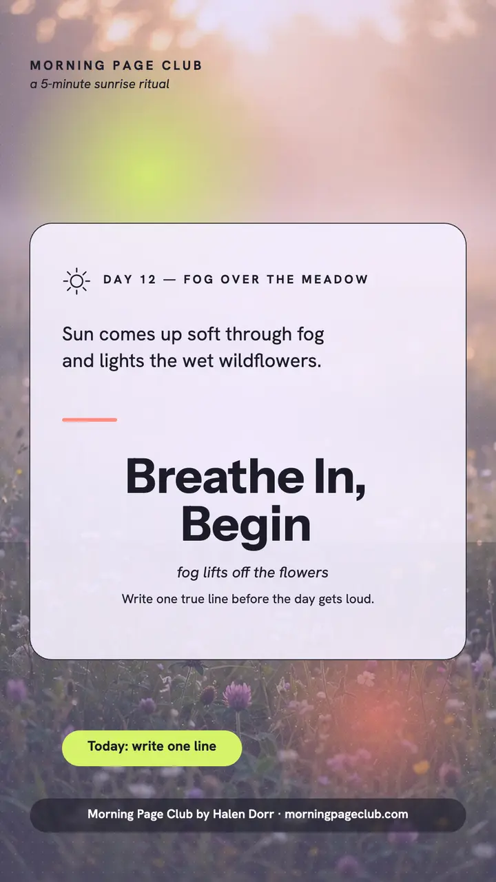 Morning Page Club sunrise affirmation haze story: morning affirmation story template