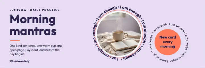 Lumivow daily affirmations orbiting text rings header template