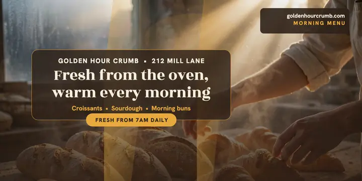 Golden Hour Crumb morning menu cover template