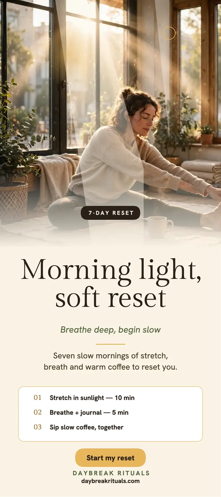 Daybreak Rituals morning reset rack card template