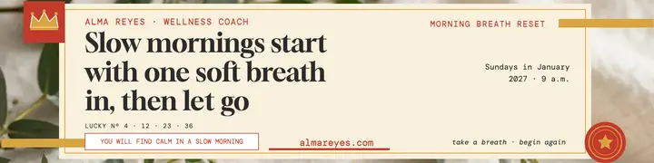 Morning breath fortune banner, Alma Reyes: wellness coach linkedin banner template