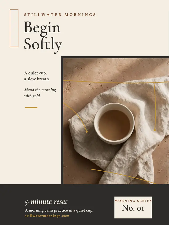 Stillwater Mornings kintsugi calm portrait template