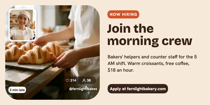 Fernlight morning crew hiring post: bakery hiring post template
