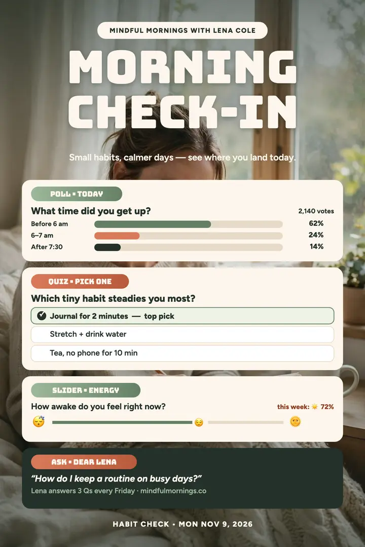 Mindful Mornings routine check poster: morning routine check poster template