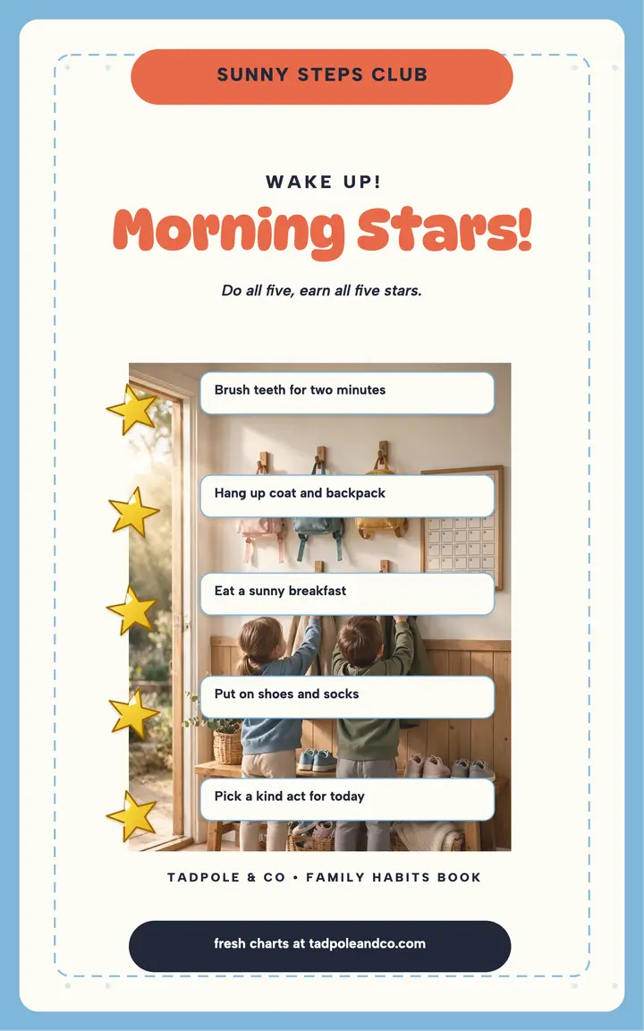 Sunny Steps morning stars chart template