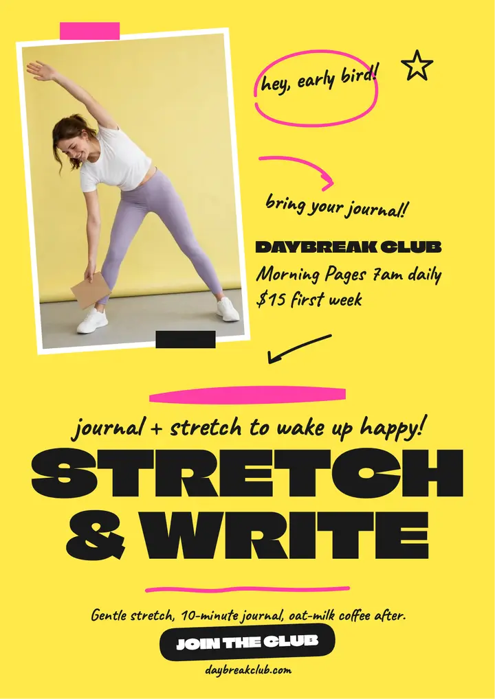 Daybreak morning journal stretch club flyer: morning journal flyer template