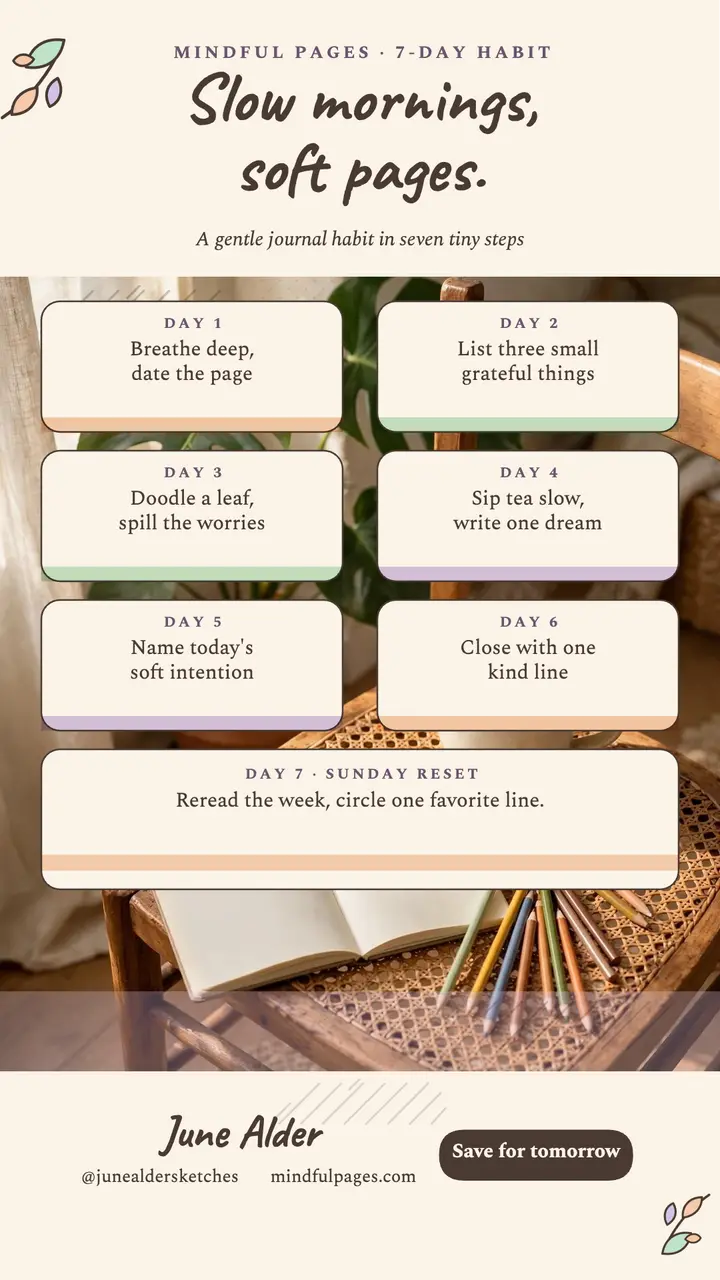 Morning journal habit story, pencil template