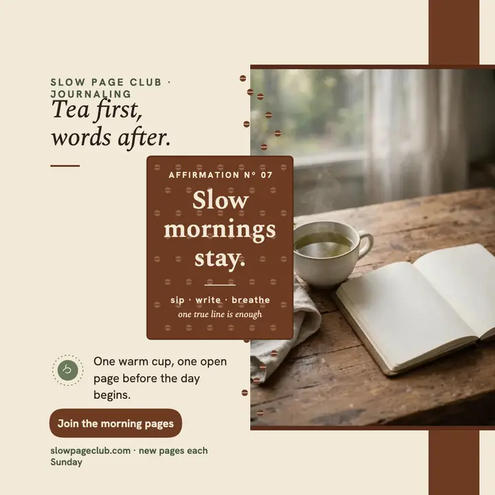 Slow Page morning journal stencil card template